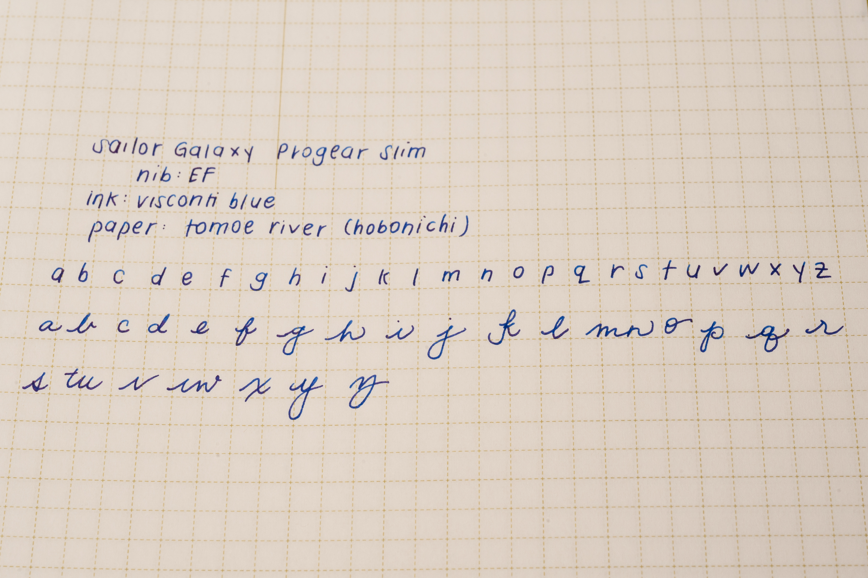 Pam’s writing sample (on a Hobonichi)