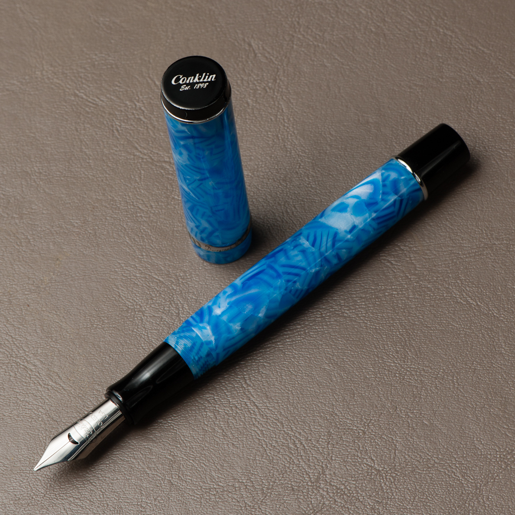 Conklin Duragraph Fountain Pen with Stub Nib Ice Blue